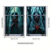 3D Holiday Window Cover Witch Halloween Window Cover
